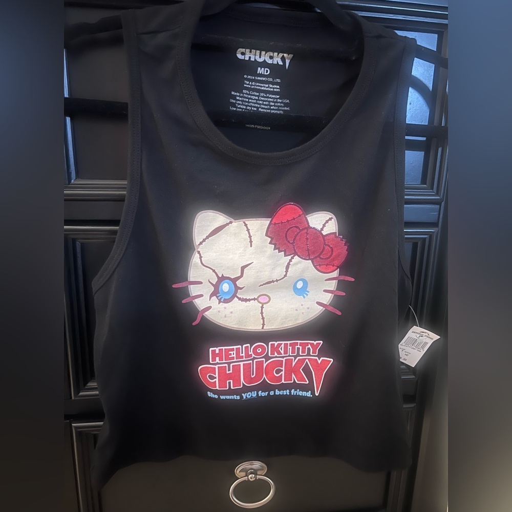 Universal Studios Black Hello Kitty Crop Tank